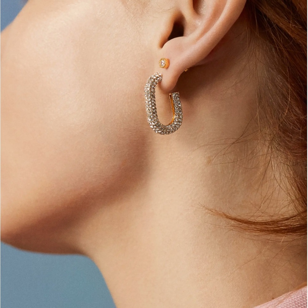 NWT Nordstrom Pave CZ Open Hoops in gold 14K gold dipped
